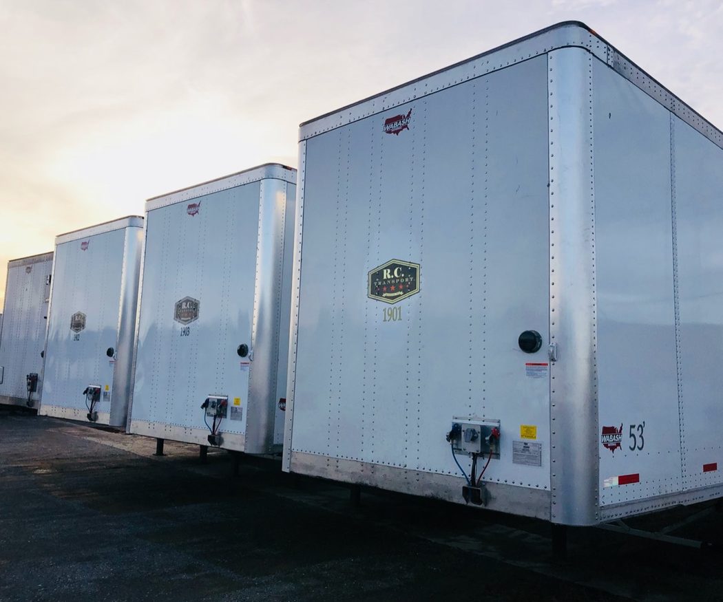R.C. Transport dry van trailers in the yard
