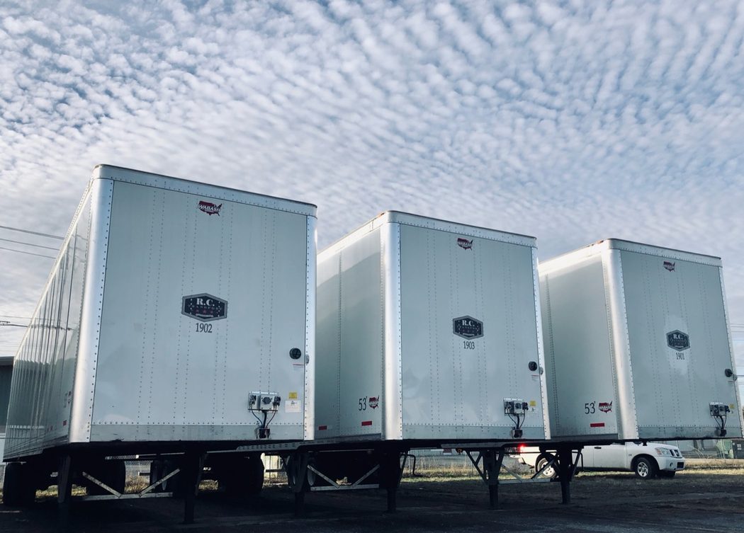R.C. Transport dry van trailers in the yard