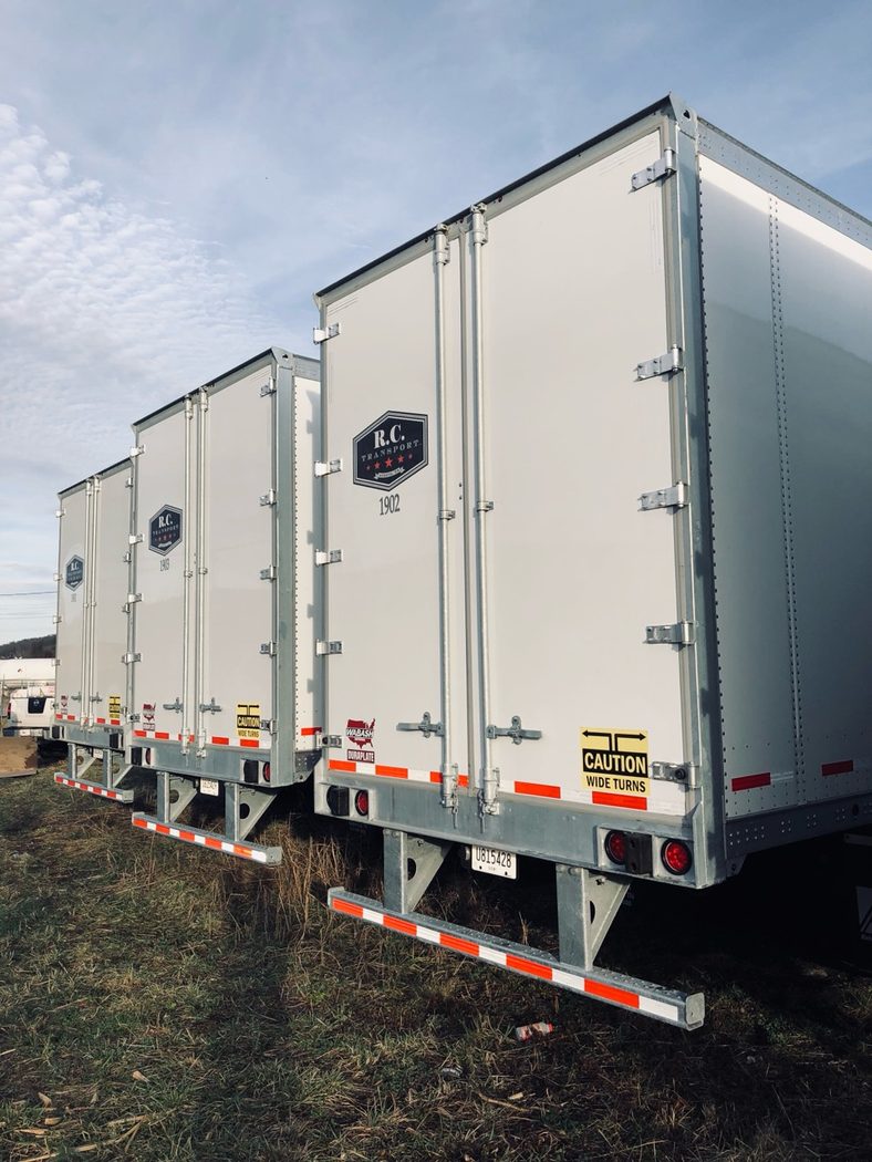 R.C. Transport dry van trailers in the yard