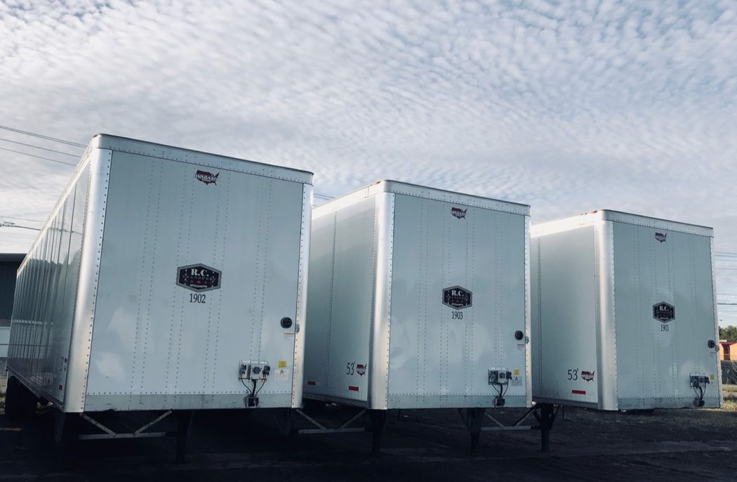 R.C. Transport dry van trailers in the yard